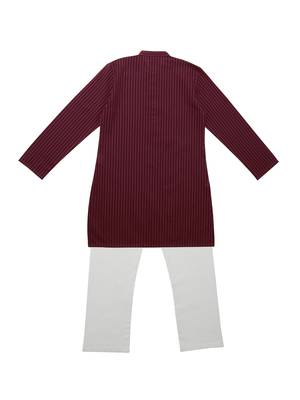 Maroon Ethnic Wear Kids Cotton Kurta Pyjama Set For Boys 2
