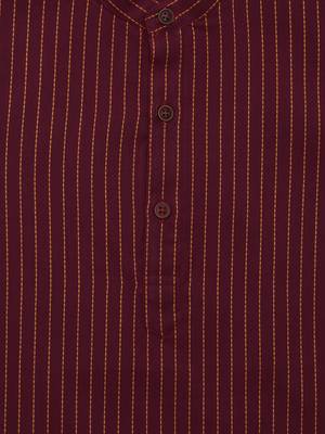 Maroon Ethnic Wear Kids Cotton Kurta Pyjama Set For Boys 4