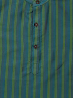 Green Ethnic Wear Kids Cotton Kurta Pyjama Set For Boys 4