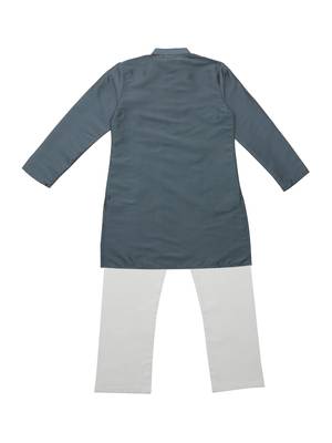 Blue And Gold Ethnic Wear Kids Cotton Kurta Pyjama Set For Boys 2