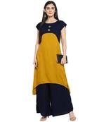 Mustard Rayon Plain Stitched Kurti