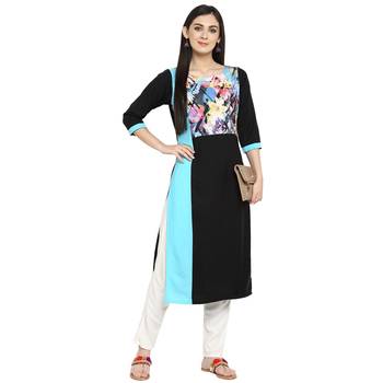 Multicolor Crepe Printed Stitched Kurti 1
