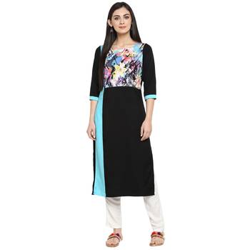 Multicolor Crepe Printed Stitched Kurti 2