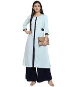 Blue Crepe Plain Stitched Kurti