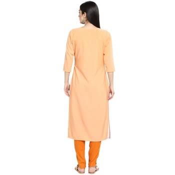 Orange Crepe Printed Stitched Kurti 3