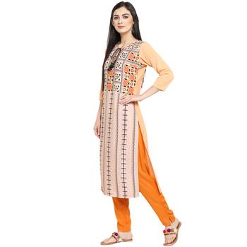Orange Crepe Printed Stitched Kurti 4