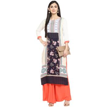 Multicolor Rayon Printed Stitched Kurti 1