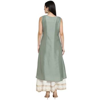 Green Polyester Plain Stitched Kurti 3