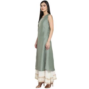 Green Polyester Plain Stitched Kurti 4