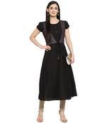 Black Polyester Printed Stitched Kurti