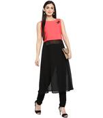 Black Crepe Plain Stitched Kurti