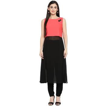 Black Crepe Plain Stitched Kurti 2