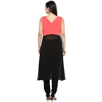 Black Crepe Plain Stitched Kurti 3