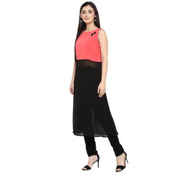 Black Crepe Plain Stitched Kurti 4