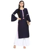 Blue Crepe Plain Stitched Kurti