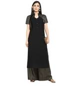 Black Crepe Printed Stitched Kurti