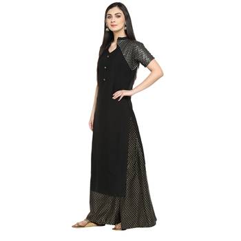 Black Crepe Printed Stitched Kurti 4