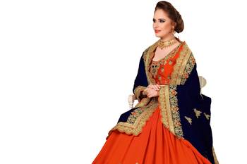 Trendmalls Navy blue embroidered art silk  Traditional Wedding Party Wear Bridal Saree with Blouse  5