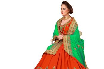 Trendmalls Parrot green embroidered art silk   Traditional Wedding Party Wear Bridal Saree With Blouse   3