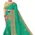 Turquoise embroidered art silk saree with blouse