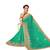 Turquoise embroidered art silk saree with blouse