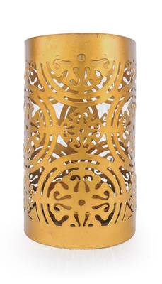 H & W Copper Metal Table Candle Holder for Diwali- Set of 1 (7 x 7 x 11.5 cm) 1