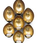 H & W Black/Gold Metal Wall D  cor Candle Holder for Diwali- Set of 1 (24 x 36 x 7 cm)