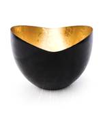 H & W Black/Gold Metal Wall D  cor Candle Holder for Diwali- Set of 1 (16 x 11 x 8 cm)