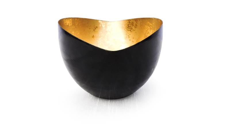 H & W Black/Gold Metal Wall D  cor Candle Holder for Diwali- Set of 1 (16 x 11 x 8 cm)