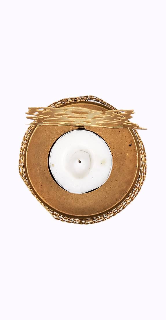 H & W Gold Metal Light Candle Holder for Diwali- Set of 2 (7 x 7 x 9.5 cm)