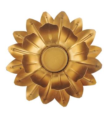 H & W Gold Metal Candle Holder for Diwali- Set of 1 (18 x 18 x 6 cm) 1