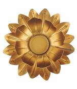 H & W Gold Metal Candle Holder for Diwali- Set of 1 (18 x 18 x 6 cm)