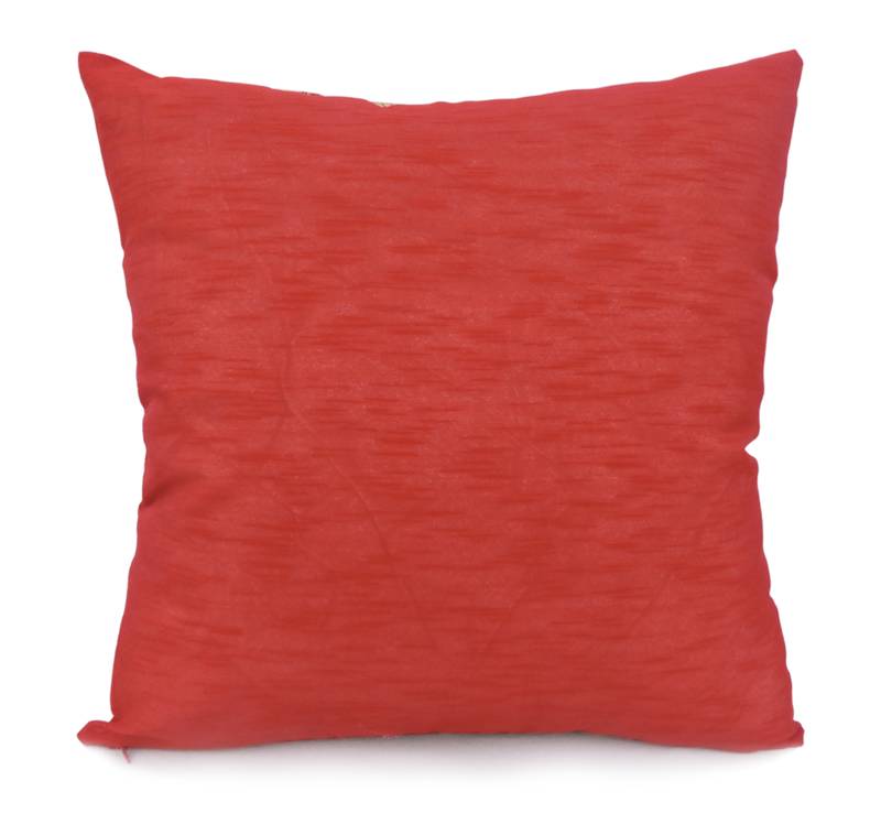 Red/Gold Cushion Cover with Pach Work Banaras Jacquard Polyester & Gold Poly Lurex in Poly