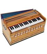 Harmonium Teak Wood, 11 Stop- 6 Main & 5 Drone, 3   Octaves, Coupler, Natural Wood Color, Bass/Male Reed- 440 Hz.
