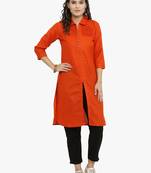 Orange woven cotton kurti
