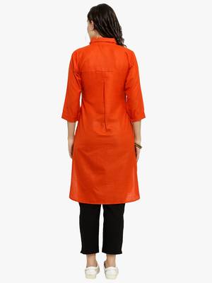 Orange woven cotton kurti 3