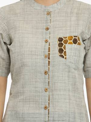 Grey woven cotton kurtis 2