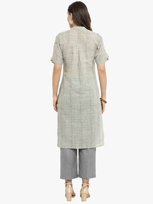 Grey woven cotton kurtis 3