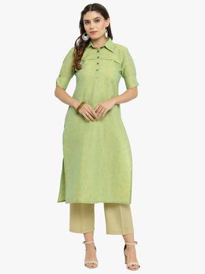 Lime woven cotton kurtis 1