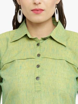 Lime woven cotton kurtis 2