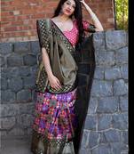 Multicolor woven banarasi saree with blouse