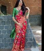 Multicolor woven banarasi saree with blouse