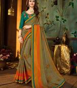 Multicolor embroidered georgette saree with blouse