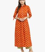 Indibelle Orange woven cotton kurtis