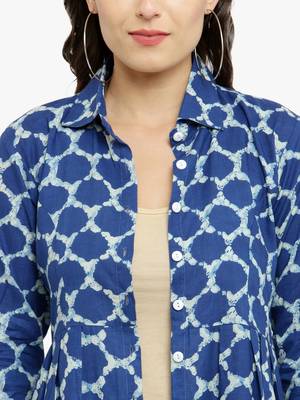 Blue woven cotton kurtis 2