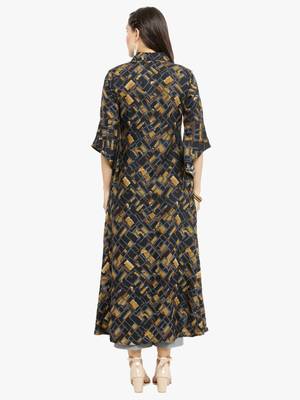 Indibelle Black woven viscose rayon kurtis 3