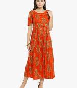Indibelle Orange woven cotton kurtis