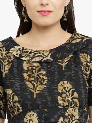 Indibelle Black woven cotton kurtis 2