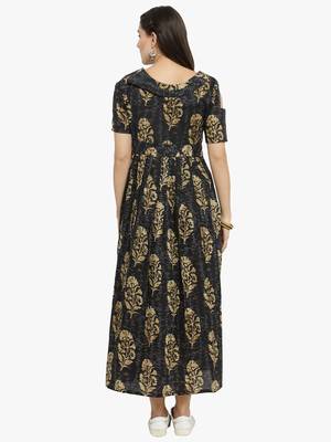 Indibelle Black woven cotton kurtis 3