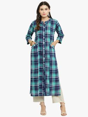 Indibelle Green woven viscose rayon kurtis 1